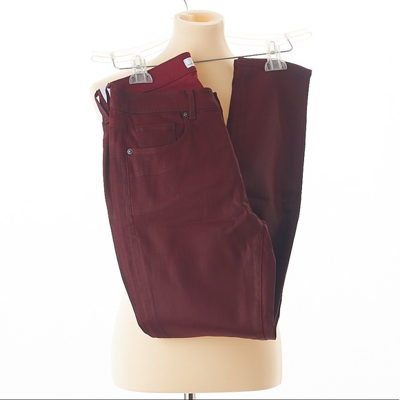 Loft Coated Slim Pocket Skinny Jeans Tibetan Red Close Fitting Hip To Hem New - Picture 5 of 7